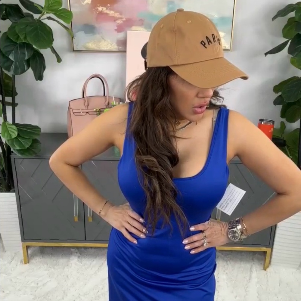 Royal Blue knit built in bra dress